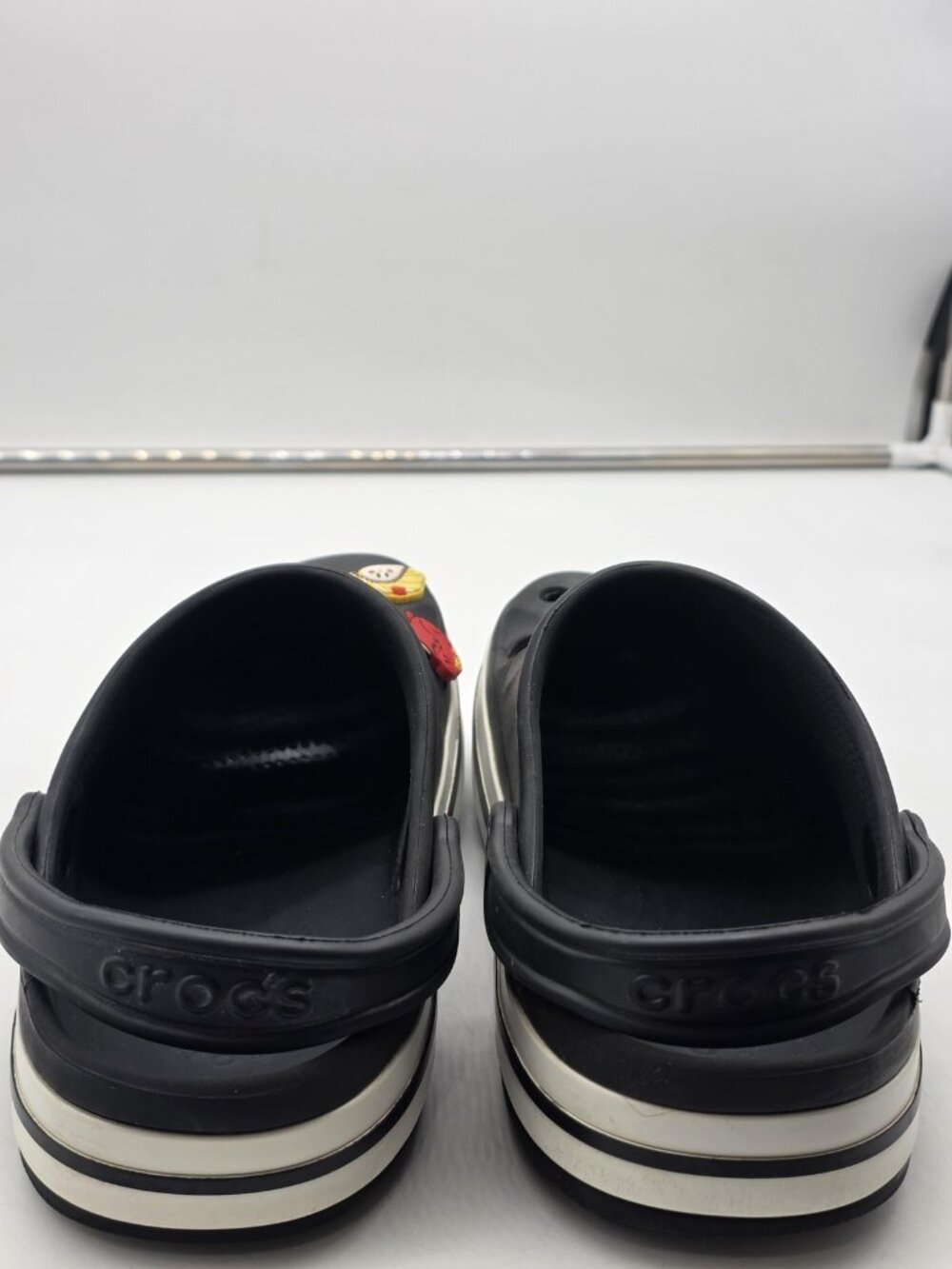Crocs Clog Shoes Mens Size 9 Black Jibbitz Slip On Sandals Stains Comfort Casual - Picture 7 of 12
